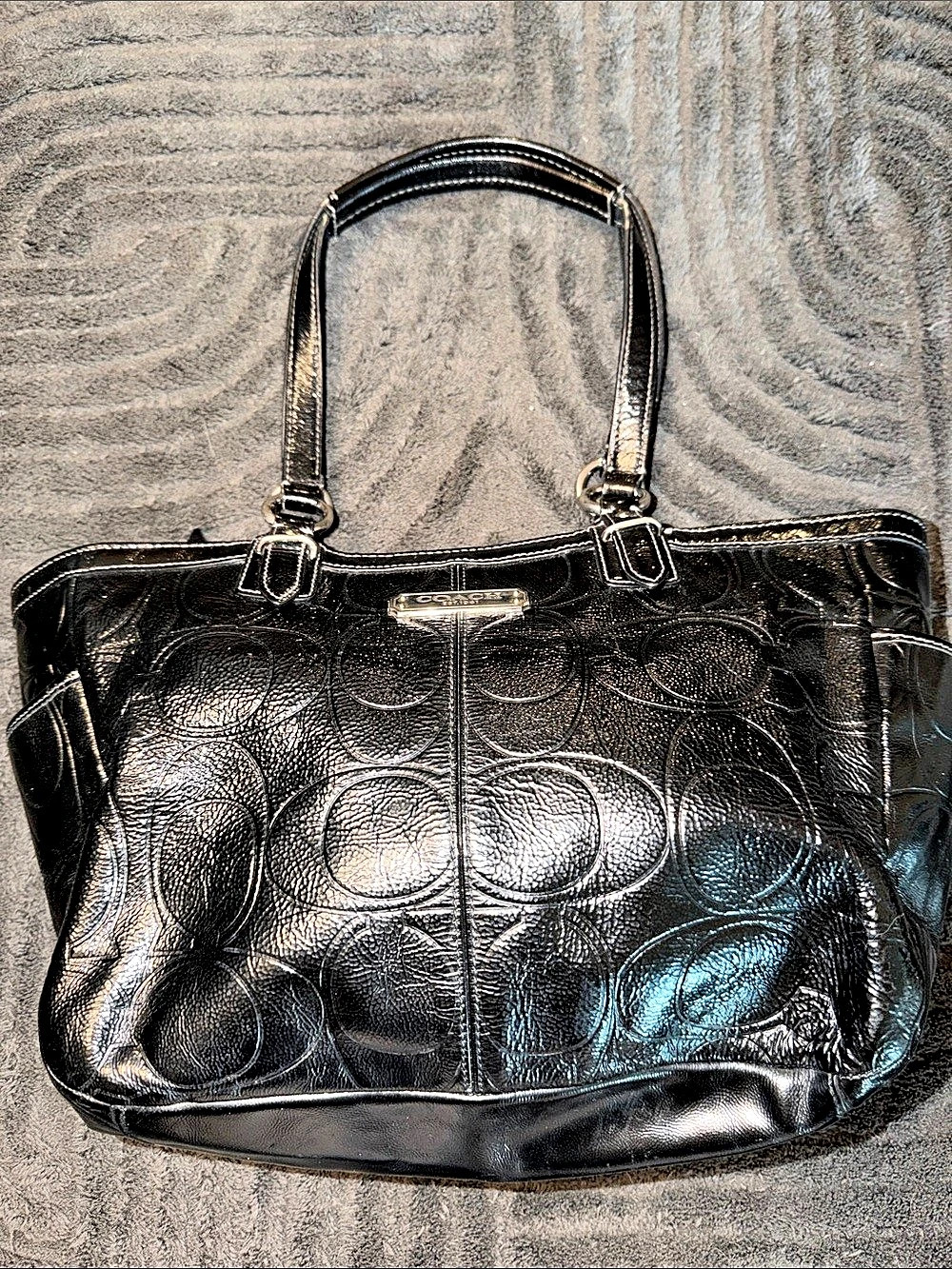Coach Gallery Embossed Patent Leather Tote Black Tote Bag